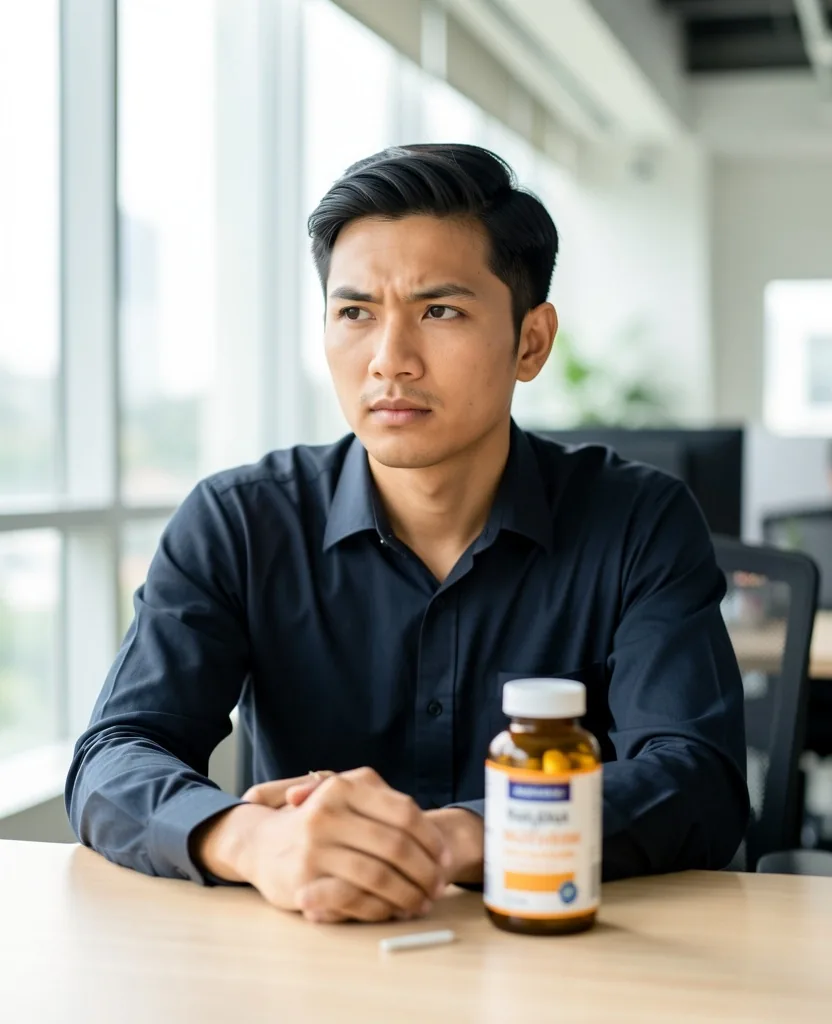 Indonesian professional in a focused work environment
