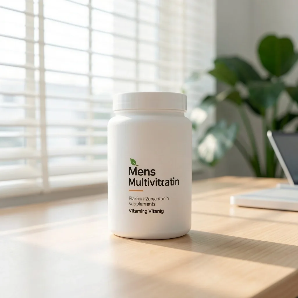 VitaMan supplement container on a clean surface