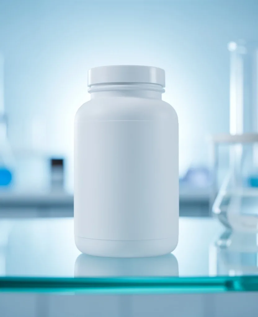 VitaMan supplement bottle in a clean laboratory setting